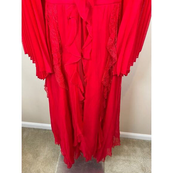 Alice+ Olivia Day Sunburst Red Pleated Sleeve Ruffle Tiered Maxi Dress Size 0 - Picture 7 of 16